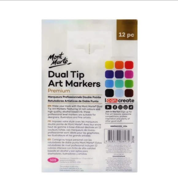 🆕🌈🎨 Mont Marte Dual Tip ART Markers 12. alcohol based ink NEW IN BOX - Picture 6 of 10